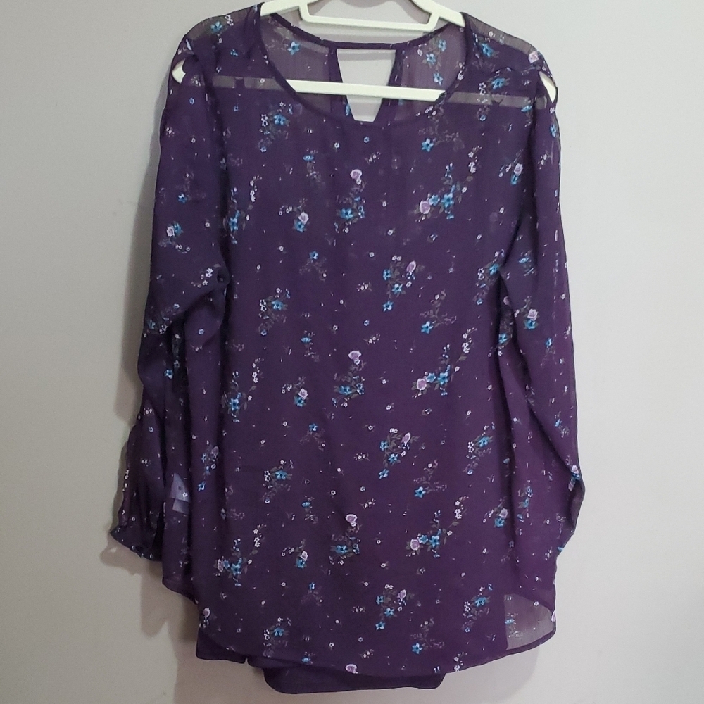 Stork & Babe Purple Floral Blouse Size XXL